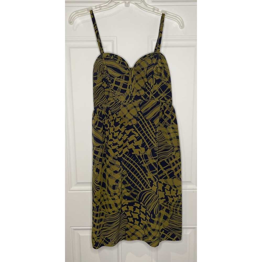 Maple Anthropologie Size 10 100% Silk Green Blue Sweetheart Silken Stitches
